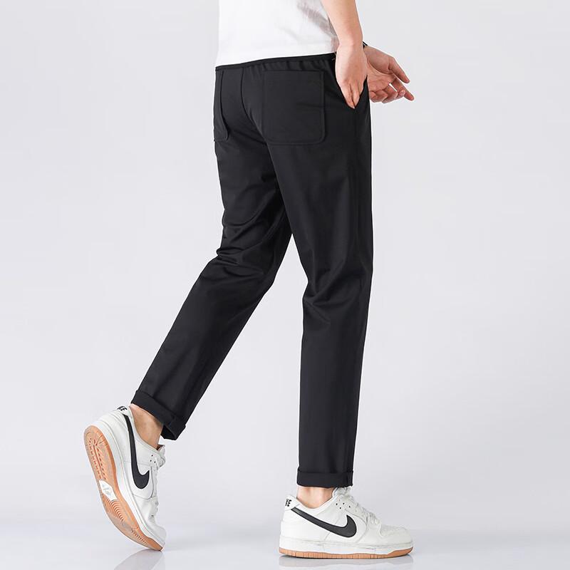 Yalu Men's Ice Silk Drawstring Elastic Waist Casual Straight-Leg Pants