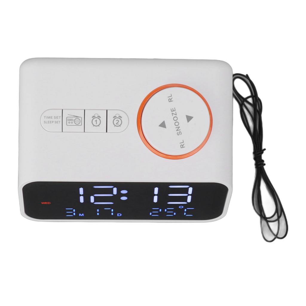 Alarm Clock Radio LED Digital Alarm Clock with FM Radio Music Temperature Humidity Display for Home