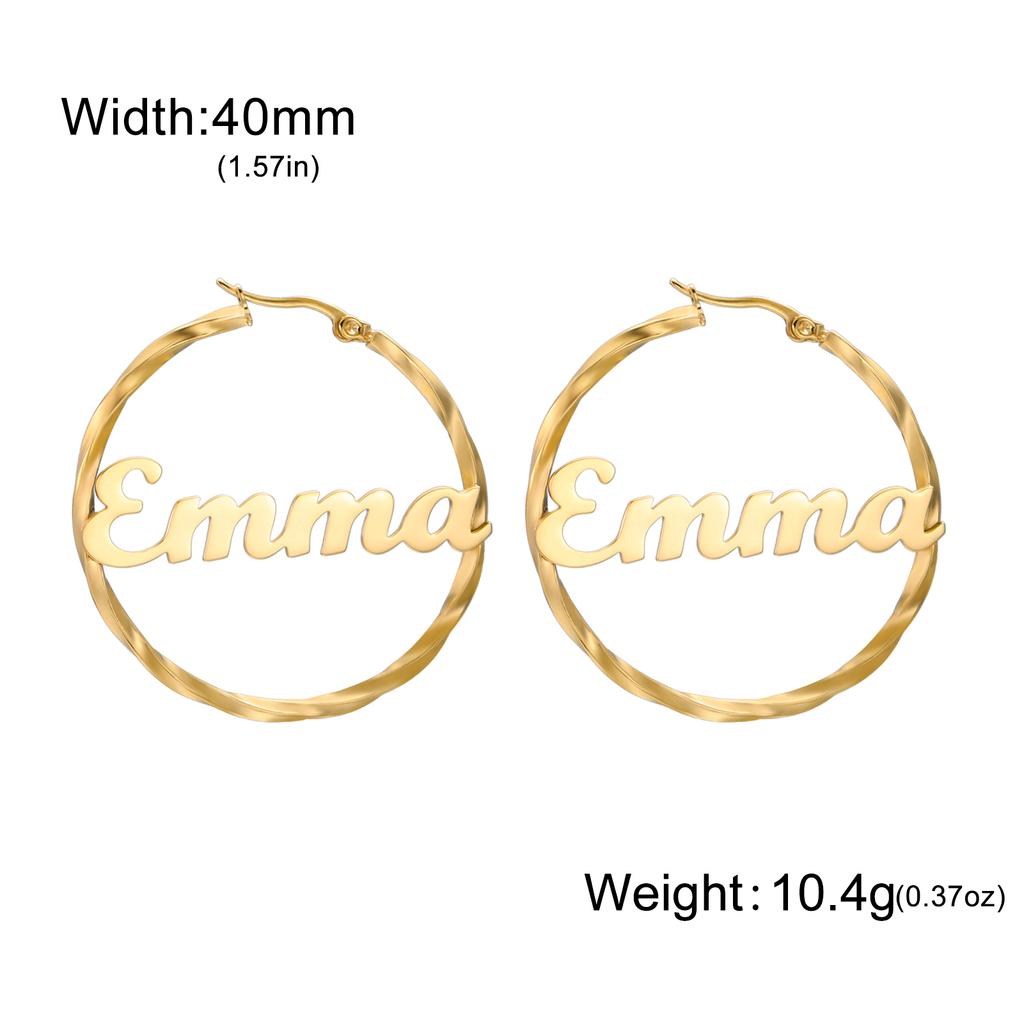 Lemegeton Customized Name Earrings 30 40 50mm Hiphop Hoop Earring Women Stainless Steel Jewelry Trend Personalized Birthday Gift
