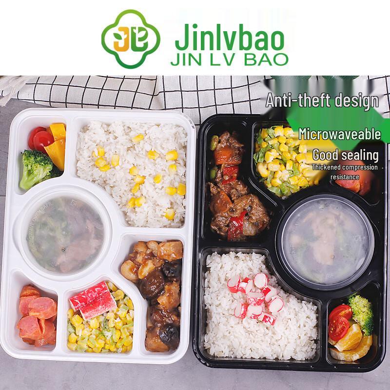 Disposable 5-Compartment Plastic Takeaway Lunch Boxes