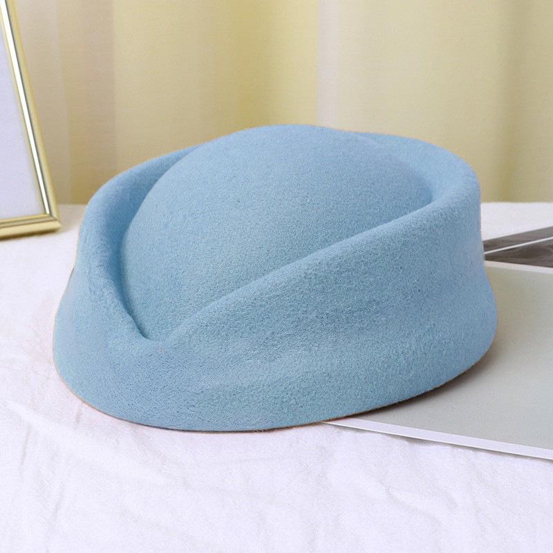 Stewardessenhut leichtes Brett Barett Rezeption Performance Wollzylinder Reise Retro Tochterhut One size fits all gray