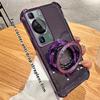 Plating Magnetic Bracket Transparent Case For Huawei P30 P40 P50 P60 Puar 70 Pro Mate 30 40 50 60 Stand Holder Shockproof Cover