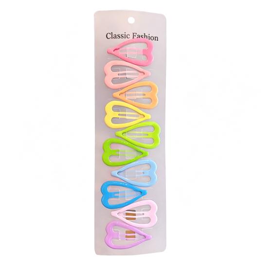 10Pcs Girl Hairpins Water Drop Heart Triangle Designs Candy Color Side Bang Hair Clips Decorative Hair Accessories D