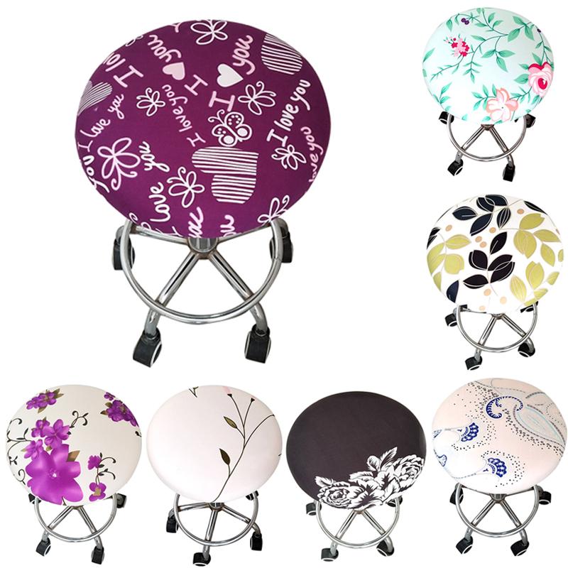 Home Hocker, runder Stuhlbezug, floraler Schonbezug, Spandex-Sitzbezug, elastischer Stuhl, Bar, mehrfarbig
