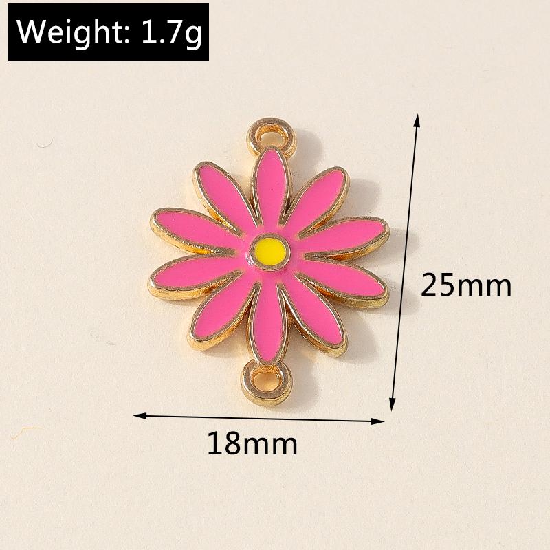 Leslie 10 Stück Bunte Doppel Loch Gänseblümchen Anhänger Für Schmuckherstellung Armband Halskette DIY Schlüsselanhänger Anhänger