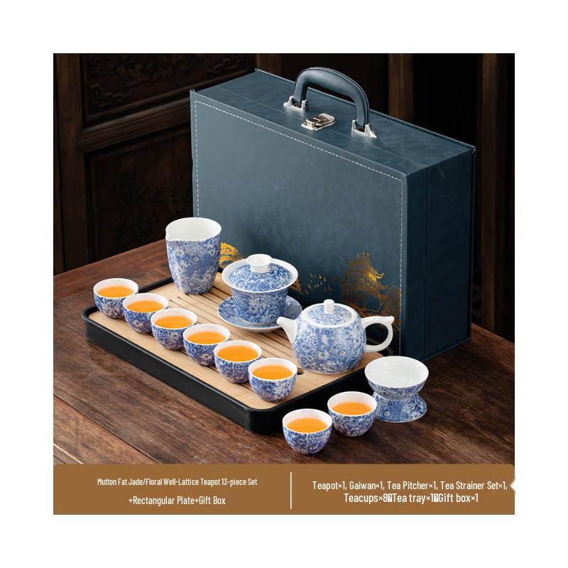 Chaxun Chinese Style Blooming Flowers Ceramic Tea Set