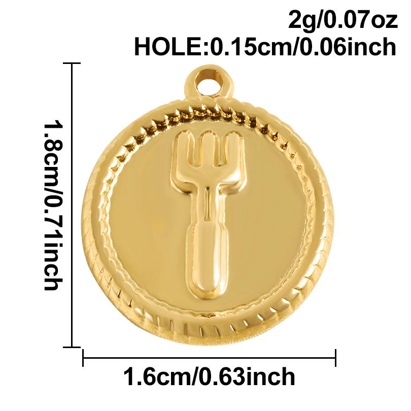 5pcs Pvd Round Charm Tool Wrench Sword Animal Stainless Steel Pendants For Jewelry Making Bracelets Keychain DIY Bag Charms Bulk