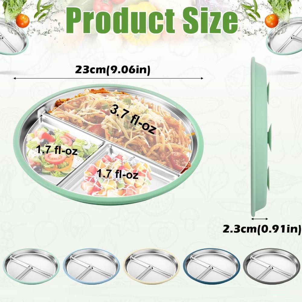 Nerezové dělené talíře pro batolata a miminka Protiskluzové misky pro batolata Dětský talíř s přísavkou