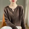 2024 V-Neck Cashmere Cardigan: Women's Versatile Long Sleeve Sweater for Spring, Autumn & Winter