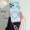 Metal Magnetic Holder Gradient Case For iPhone 17 16 15 14 13 12 11 Pro Max Plus 360 Rotation Ring Crossbody Lanyard Strap Cover