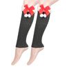 Christmas Fleece Trim Warm Leg Warmers Sweet Plush Balls Bows Knitted Boot Covers Festival Footless Socks for Women