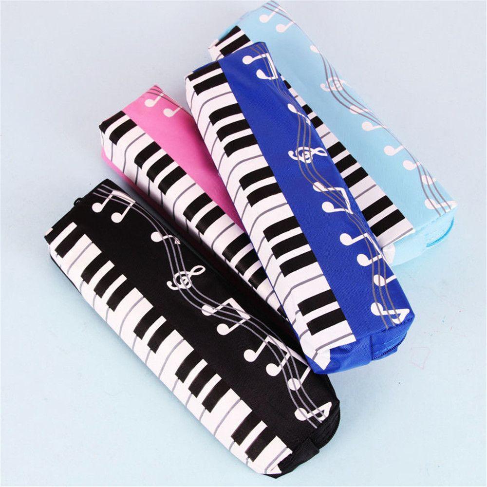Creative Musical Note Piano Stationery Pouch Student Pencil Case Square Single Layer Oxford Cloth Pen Bag for Girls Boy
