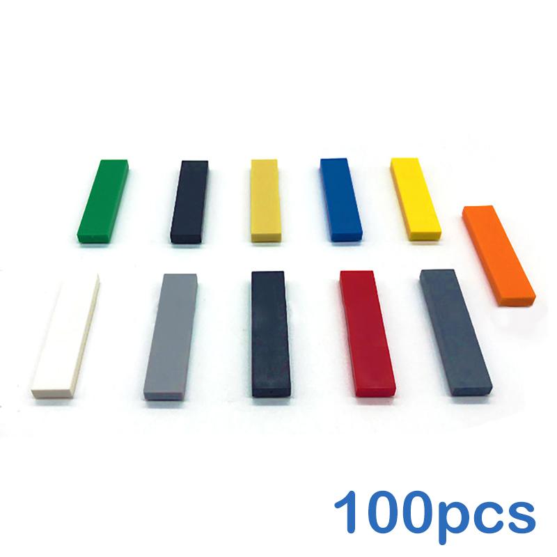 100pcs DIY Building Blocks Thin Figure Bricks Smooth 1x4 Dots Educational Creative Toys for Children Size Compatible With 2431
