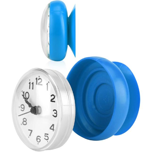 Bathroom Wall Hanging Clock,Waterproof Fogproof Round Arabic Digital Dial Bath Shower Clock Suction Cup Wall Window Mirror Bath Shower Clock for Home