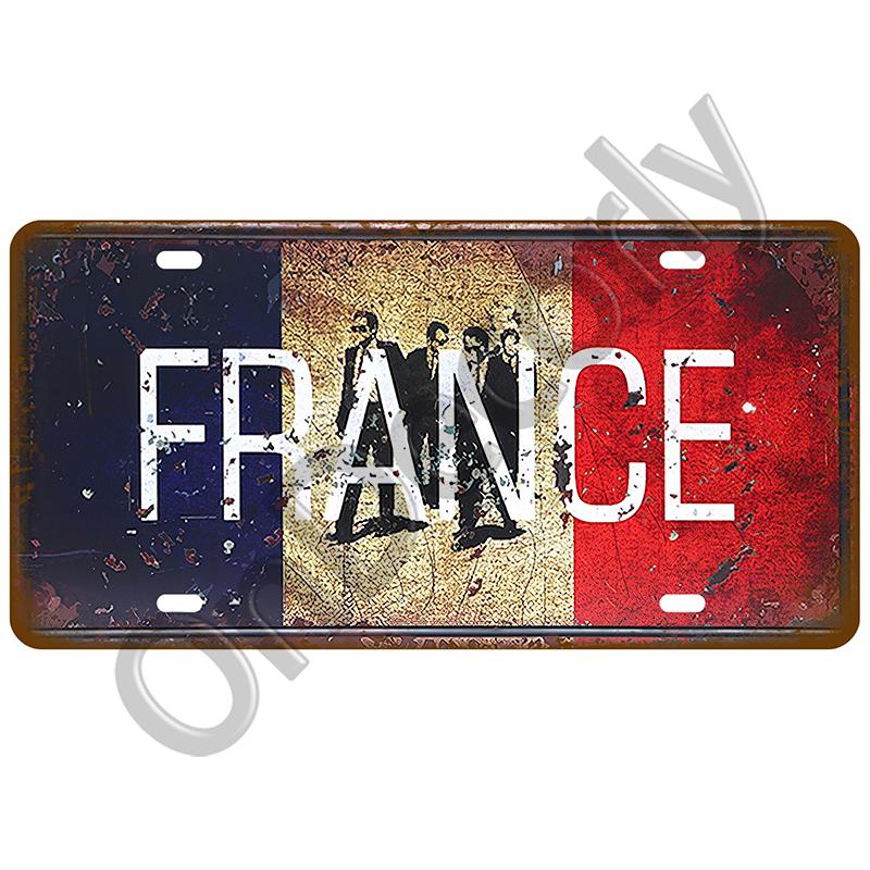 National Flag Tin Sign Plaque | (France/Spain/Germany/Mexico/USA) | Home/Bar/Craft Space Decor