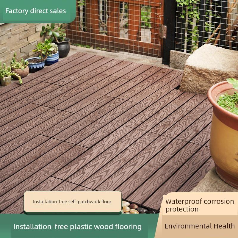 Outdoor Interlocking Flooring, Outdoor Plastic Wood Flooring, Balcony Bathroom Floor Mat, Environmentally Friendly, Anti-Corrosion, No Joist Terrace