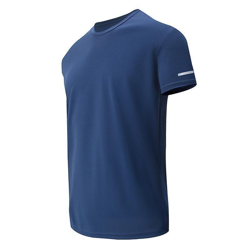 Men's Black Quick Dry Athletic T Shirt with Reflective Strip Short Sleeve