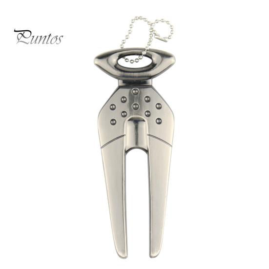 Zinc Alloy Golf Pitchfork Divot Tool Reusable Non-fading Mark Repair Training Aid Equipment