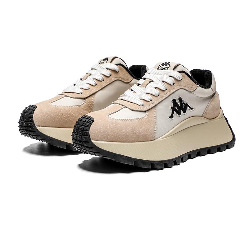 Kappa Fleece Thick Sole Versatile Non-Slip Wear-Resistant Warm Low-Top Casual Shoes Women casual shoes Gray Khaki K0D85MC49CJ1-602