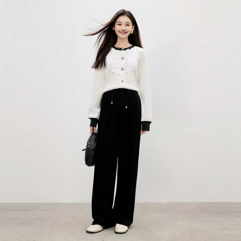 Qiusui Yiren Velvet Straight-Leg Commuter Pants