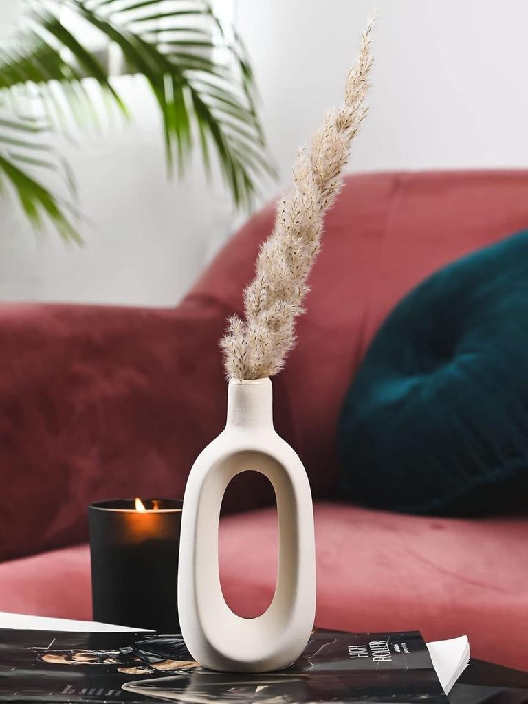 Modern Decorative Kieko Vases for Home Decor | Kitchen | Office or Living Room for Home Decor Center Table, Flowers Pot, (White,6 Inch)