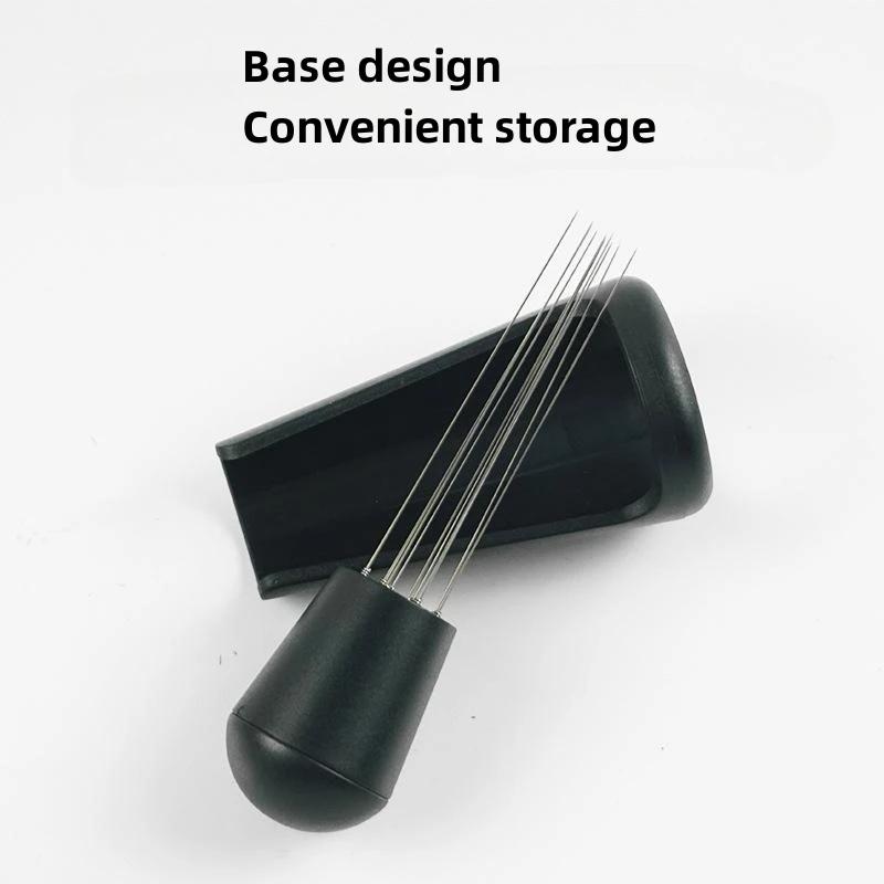 Needle Type Coffee Powder Distributor Espresso Powder Stirrer Stainless Steel Coffee Stirrer with Storage Base Barista Tools