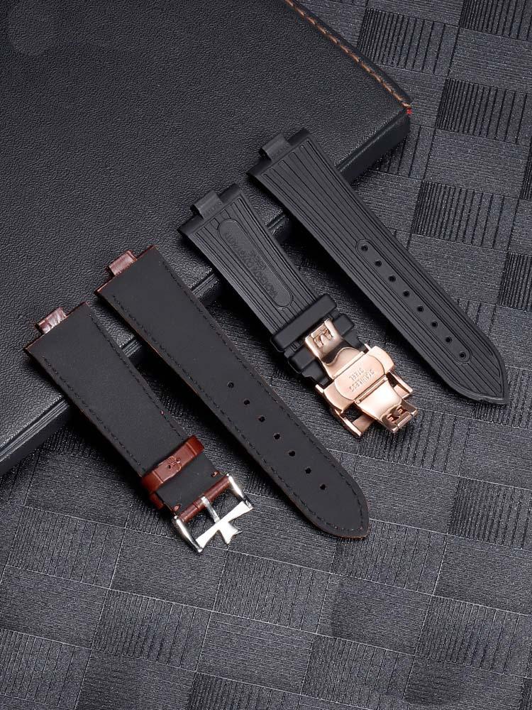 25*8Echtes Leder Uhrenarmband für Vacheron Constantin OVERSEAS Serie 4500V 5500V P47040 Edelstahl Schließe Herren Uhrenarmband