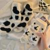 1/2 Paar Süße Kuhmuster Socken für den Winter, Warme Plüsch Mittelschaftsocken für Damen, Weich Bequem Lässig & Hauskleidung, Modisch