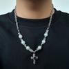 IngeSight.Z New Love Heart Pendant Necklace for Men Trendy Stainless Steel Cross Choker Necklace Male Punk Hip Hop Neck Jewelry