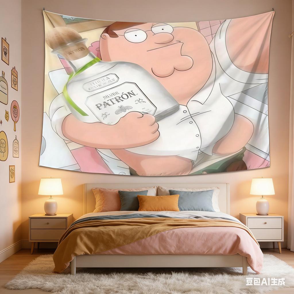 2D Flat Printing Peter Griffin Patron Tapestry Funny Family Guy Meme Print Wall Hanging for Dorm Room Living Room Party Decor Mu