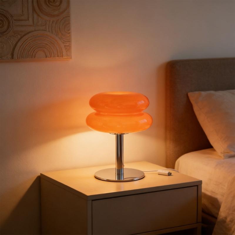 USB Powered Adjustable Brightness Glass Mushroom Night Light Nordic Style Desk Lamps for Living Room Bedroom Decor