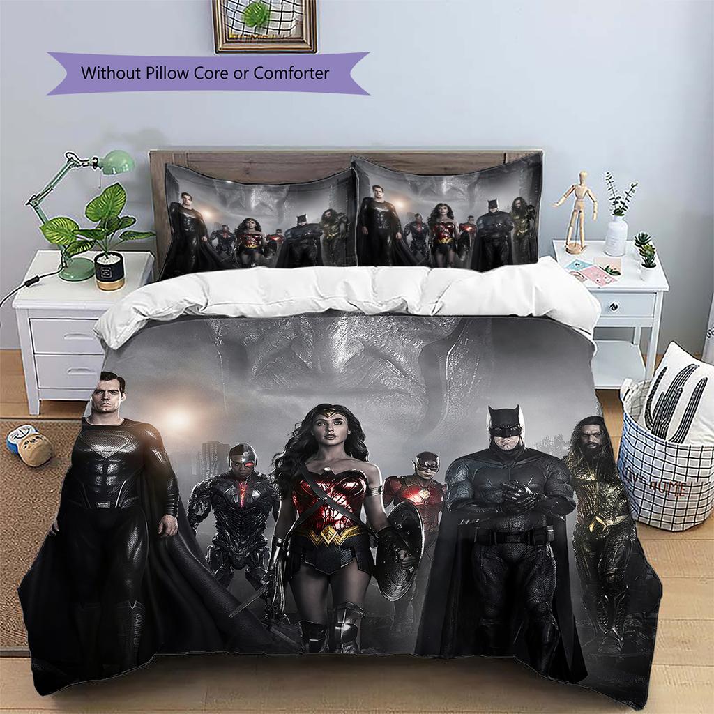 Justice League Comics Bedding Set Duvet Cover Pillowcase No Filler, Soft Home Bedroom Decor, Perfect Gift for Fans.chl