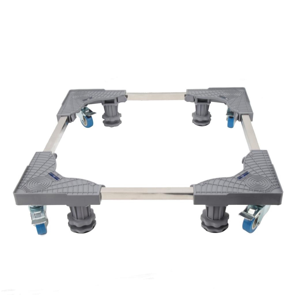 Fridge Stand Adjustable Washing Machine Stand Adjustable Furniture Dolly with 4 Feet 4 Single Wheel Brake Gray