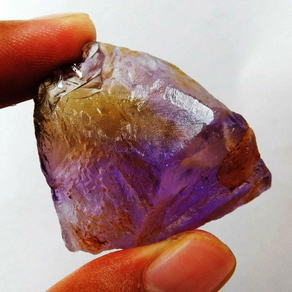 Ametrin Natural 54 Carate Piatră Prețioasă Liberă | Cristal Amestist & Citrin Bicolor | Piatră Brută Netratată pentru Confecționarea Bijuteriilor
