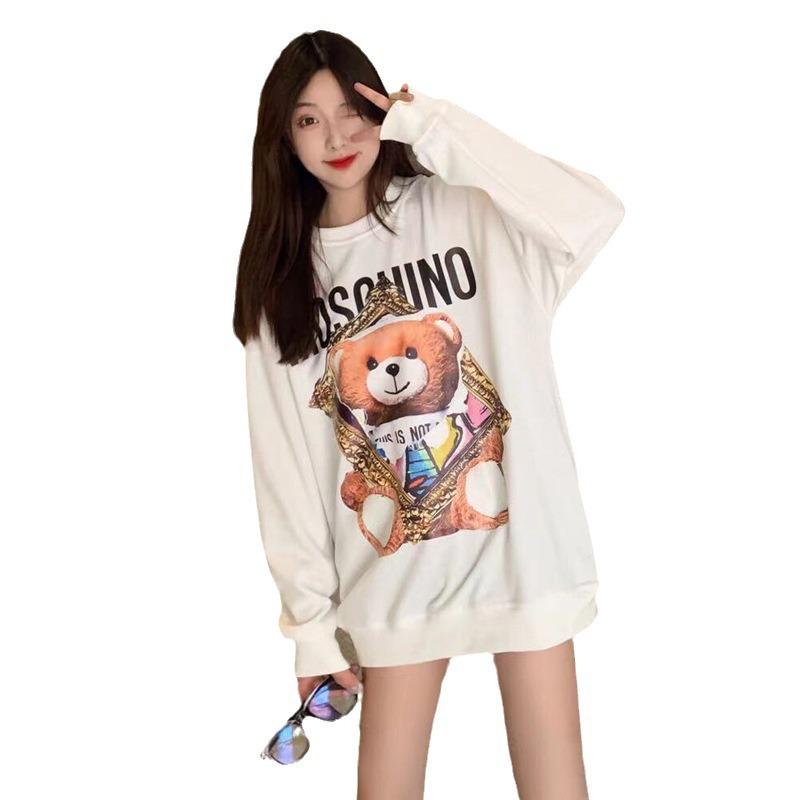 Women's American Cartoon Oversized Sweatshirt - Autumn Winter 2024 Korean Style, High-End, Round Neck.