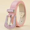 Women'S Belt Simple Pin Buckle Pu Premium Belt With Drill Belt Skirt Decorative Belt