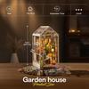Robotime Rolife Gardenhouse Book Nook DIY Dollhouse Bookend Model Kit with LED Light Wooden Puzzle for Bookshelf Decor - TGB06