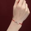Small Square Bead Red Rope Bracelet Men's and Women's Couple Bracelet, Woven Literary and Simple Hand Rope