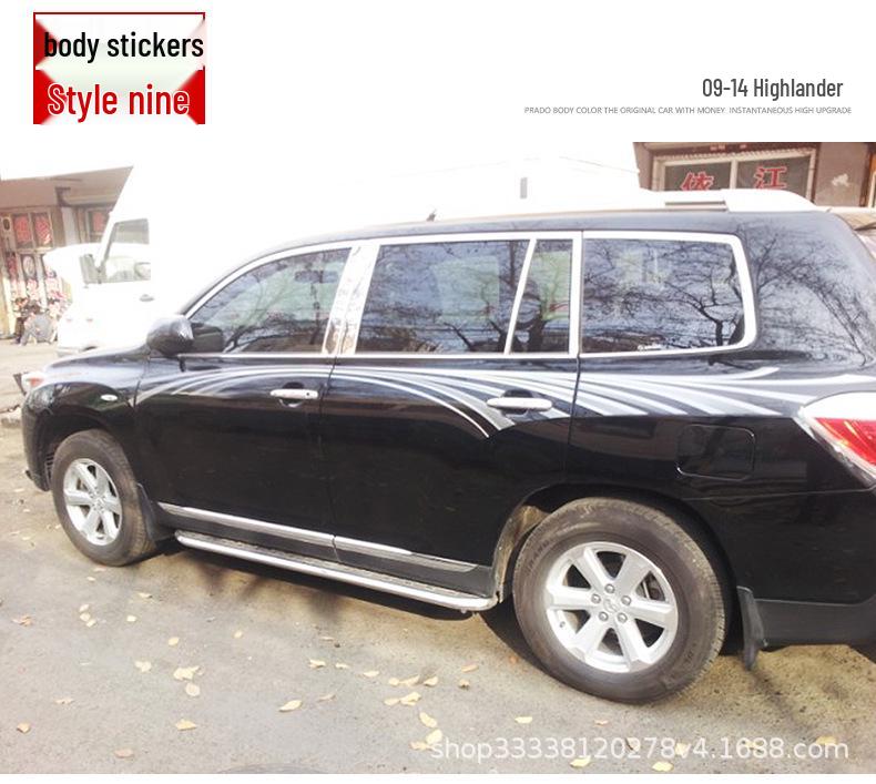 09-14 Highlander Karosseriefarben Streifen: Personalisierte Nadelstreifen & Taillenlinie Autoaufkleber