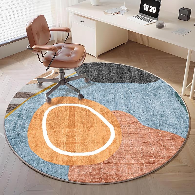 Minimalist Geometric Round Rug for Home Office Decor Modern Abstract Pattern Floor Mat Adding Stylish Workspace Vibe