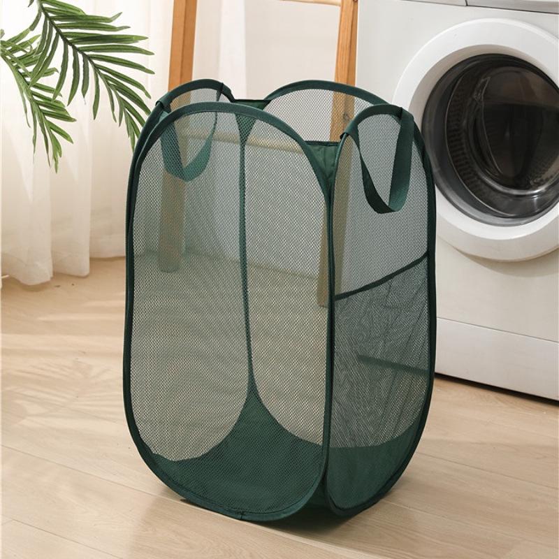Foldable Mesh Laundry Hamper: Washable, Multifunctional Storage Basket for Clothes and Bathroom.
