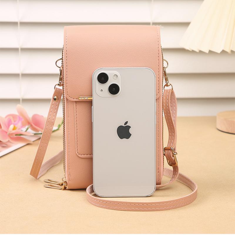 Women Fashion Touch Screen Lock Cell Phone Bag Women's Mobile Phone Card Holder Crossbody Shoulder Bag Money Pockets Small Bags