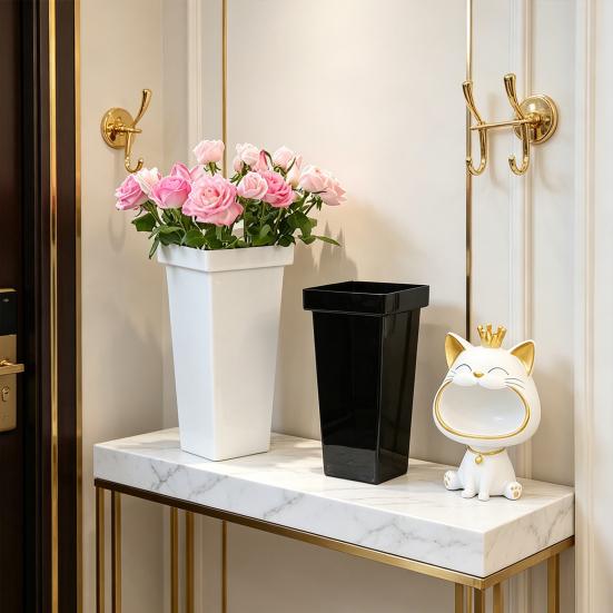 Cubo de Flores Fácil de Mover Resistente a la Intemperie Plástico Exterior Interior Balcón Macetero con Maceta Interior Decoración del Hogar