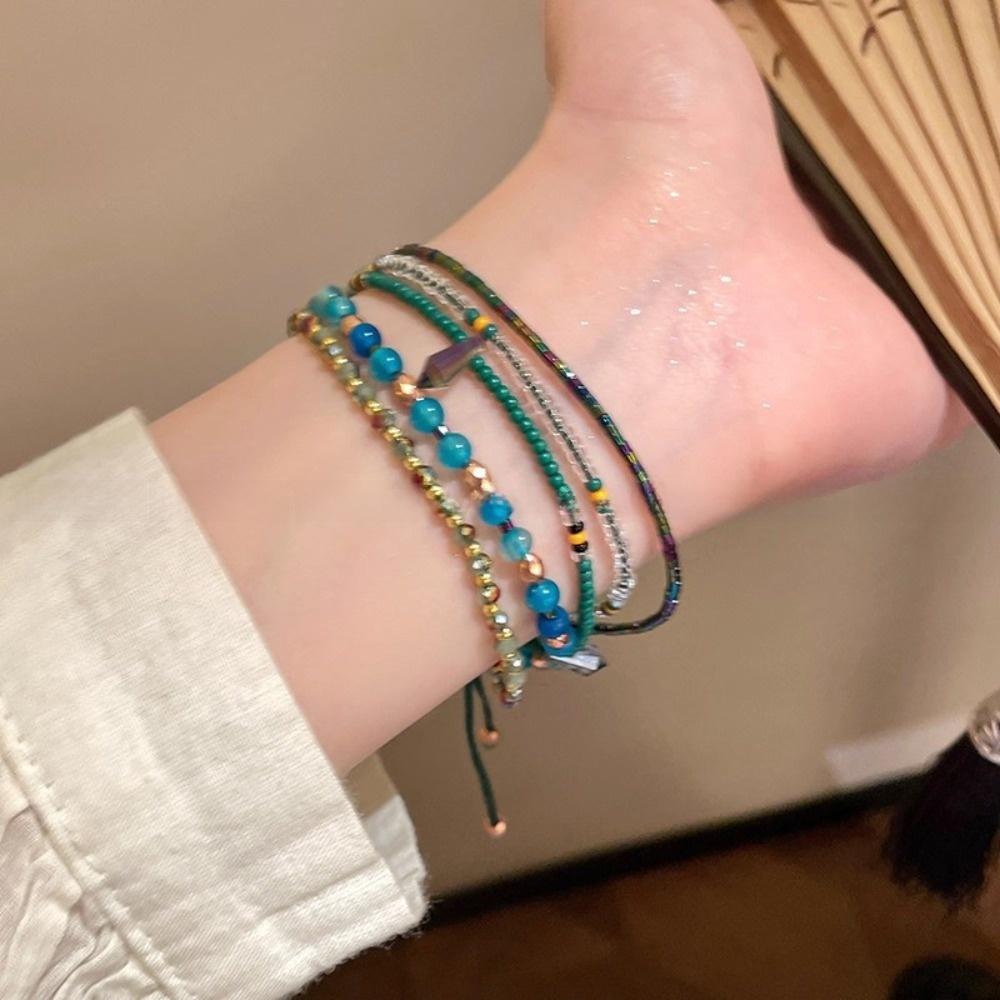 Stretchy Colorful Beaded Bracelet Blue Wrap Charm Hand Chain New Beaded Bangles Gifts