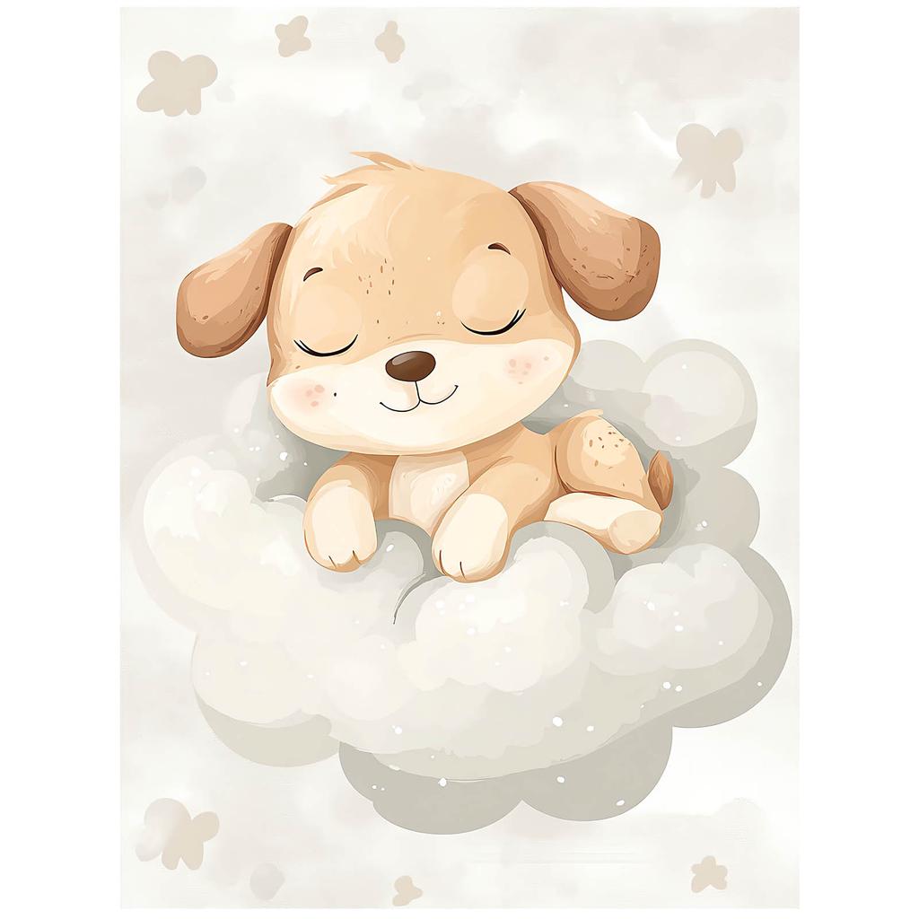 Poster Cute Dog On a Cloud Poster Cute Dog On a Cloud, 50X70 Cm, Black Aluminum Frame, 230 Gsm Matte Paper