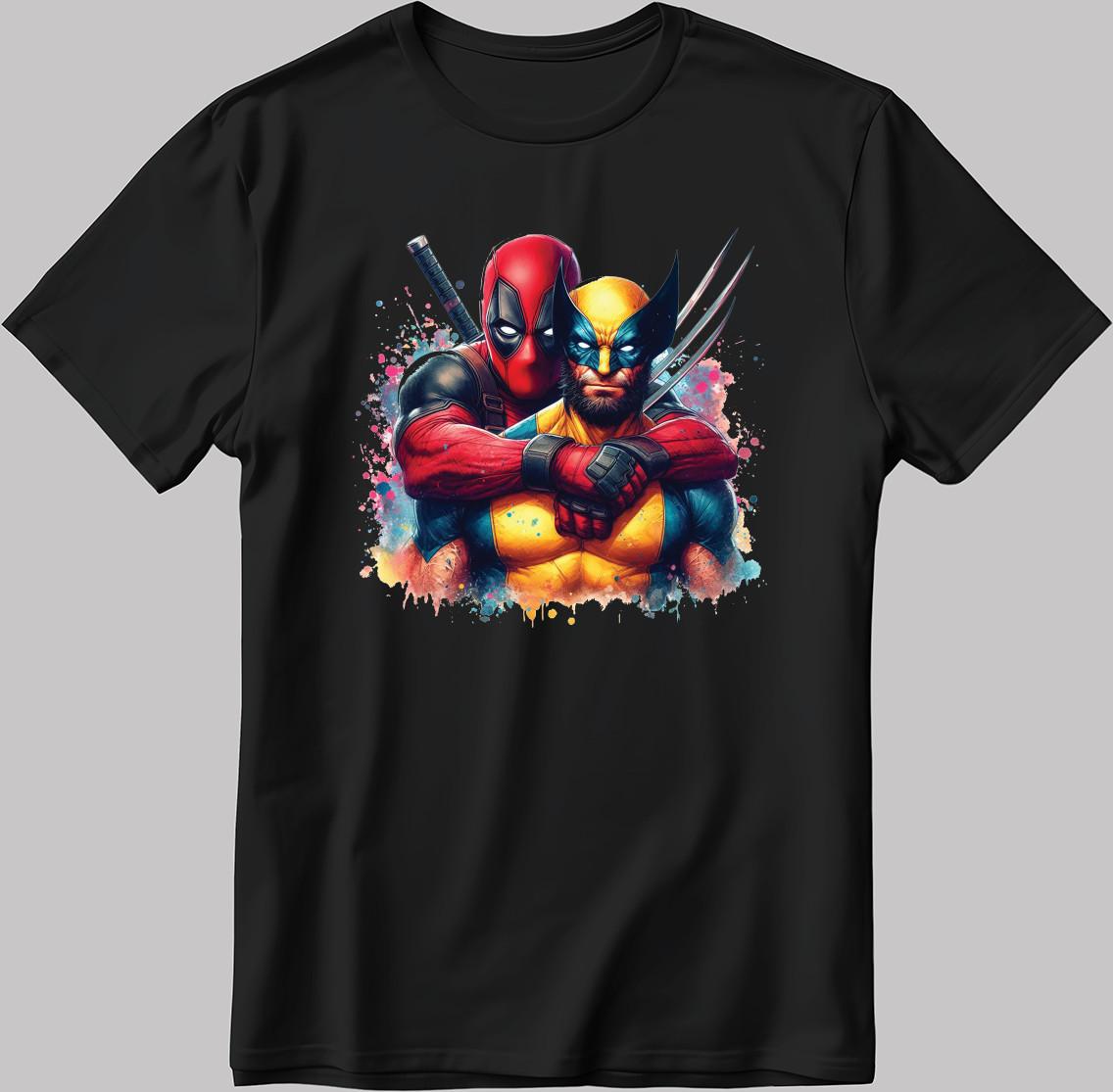 Wolverine-Deadpool Marvel Avengers Short Sleeve White-Black Men s / Women s N623 S