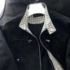 CleanFit Herren Retro Karomuster Stehkragen Jacke - Herbst/Winter Trendiger Baseball-Stil Mantel