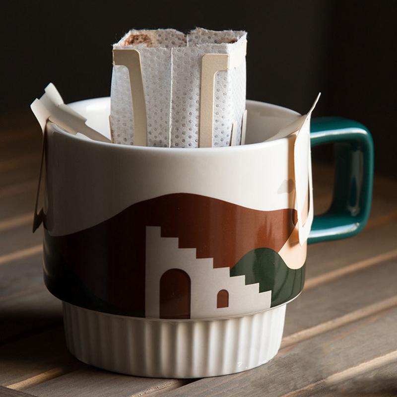 Morandi Kaffeetasse Retro Keramik Hand Kaffeetasse Wasserbecher Frühstückstasse Hohe Optik Pull Flower Tasse Geschenk Kaffeetasse