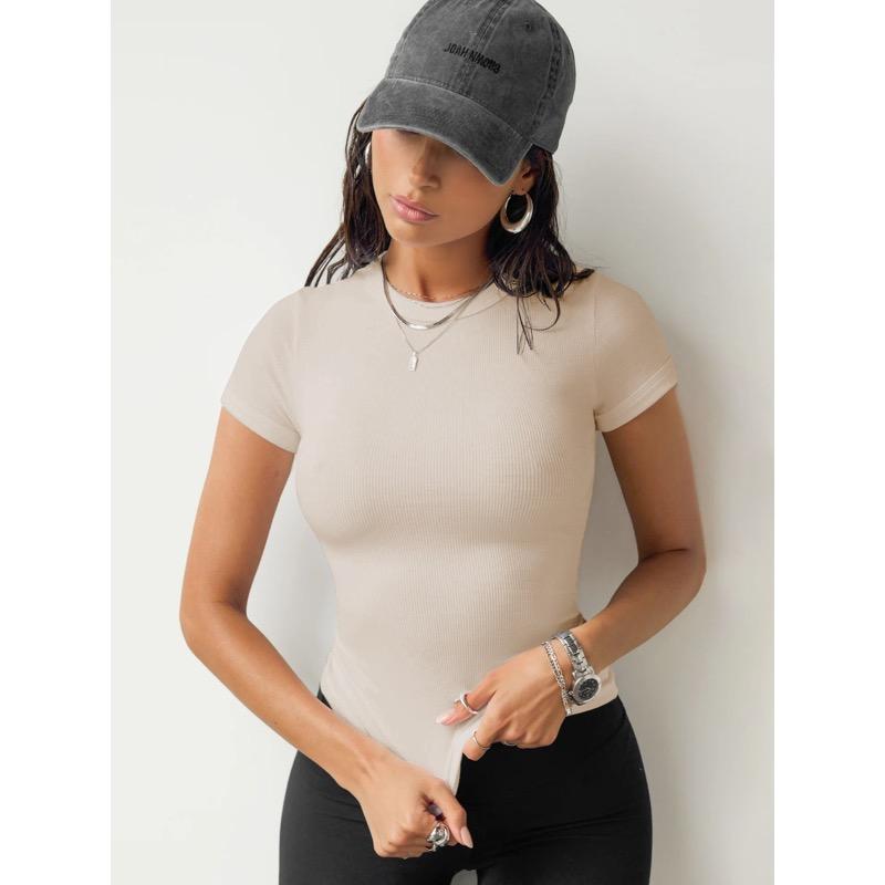 Women's Top Solid Color Sports Short Sleeve T-shirt
