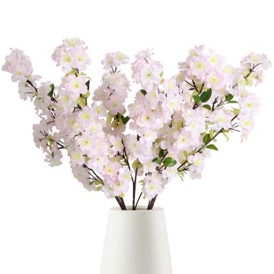 4 Pcs Silk Cherry Blossom Tree Stems Artificial Cherry Blossom Branches Cherry Blossom Long Stem Artificial Flowers for Tall Vase Spring Home Decor